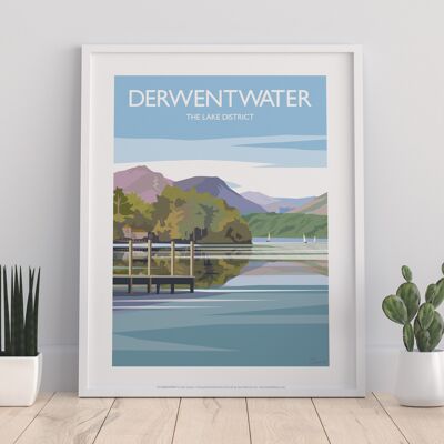 Distrito de los lagos - Derwentwater - Impresión de arte premium de 11X14"