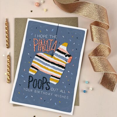 Piñata Poop Kids and Adults Birthday Card