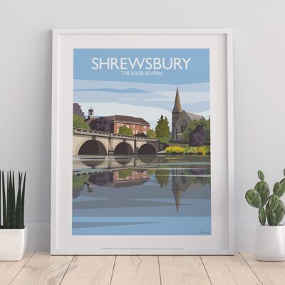 Shrewsbury - El río Severn - 11X14" Premium Art Print