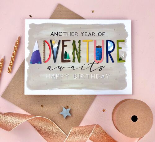 Adventure Awaits Kids and Adults Birthday Card