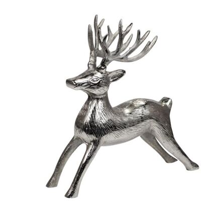 Decorazione cervo metallo argento 27 cm
