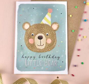 Carte d'anniversaire de joyeux anniversaire petit ours 1