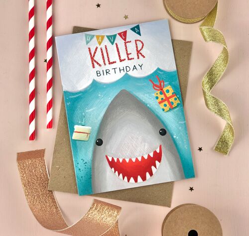Killer Birthday Shark Birthday Card