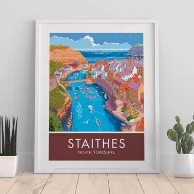 Staithes por el artista Stephen Millership - Impresión de arte premium