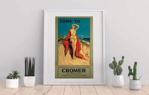 Come To Cromer, Girl With Red Blanket - Premium Art Print