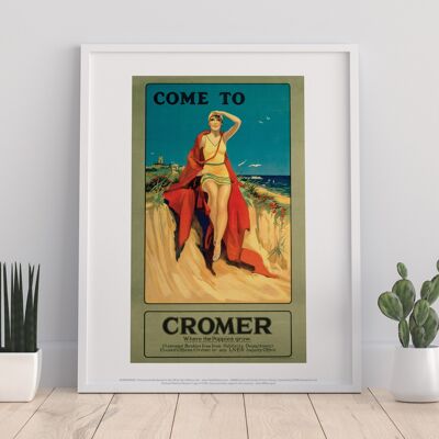 Come To Cromer, Girl With Red Blanket - Premium Art Print