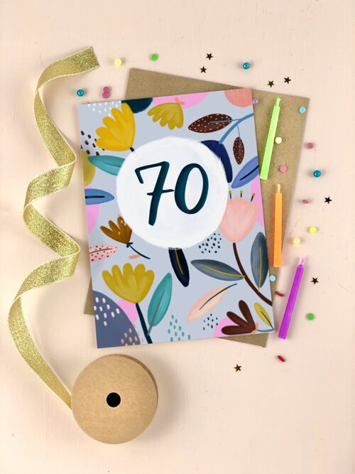 Seventieth Birthday Floral Milestone Card Seventy