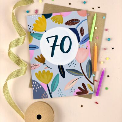 Seventieth Birthday Floral Milestone Card Seventy