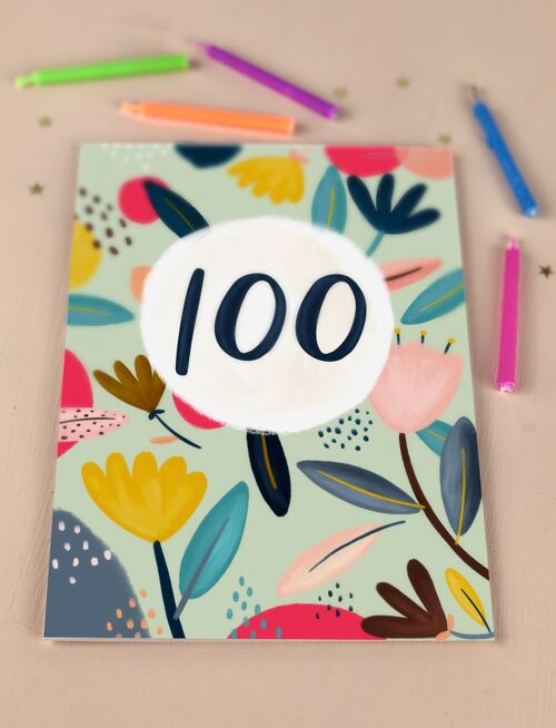 One Hundredth Birthday Floral Milestone Card One Hundred