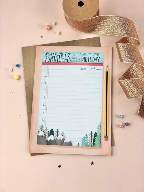 Ten Things Birthday Adventure Keepsake Card