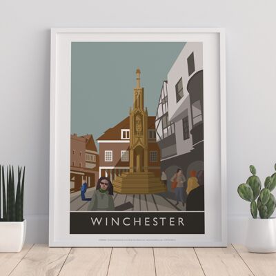 Winchester - Dame devant la statue - Impression d'art premium