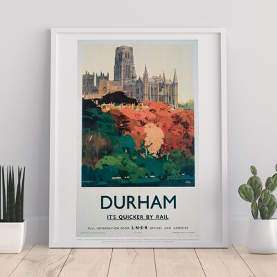 Durham – Bäume und Kathedrale – Premium-Kunstdruck, 27,9 x 35,6 cm