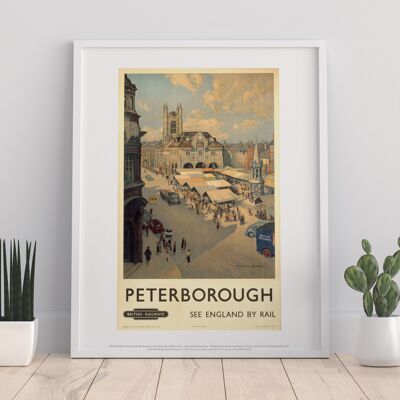 Peterborough – Blick auf den Markt – Premium-Kunstdruck, 27,9 x 35,6 cm