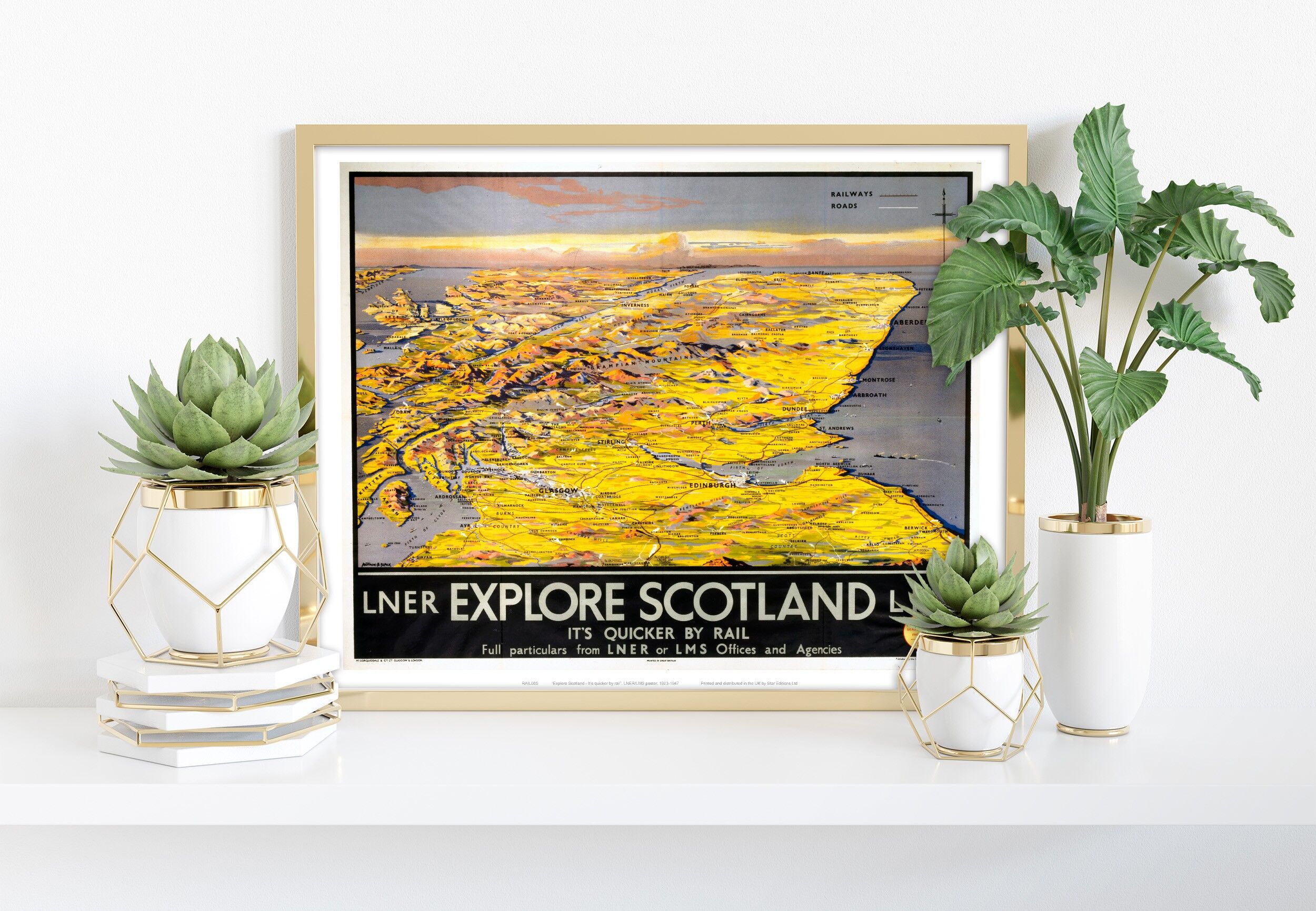 Explore Scotland, It's Quicker By Rail - Premium Art Print