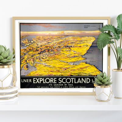 Entdecken Sie Schottland, es ist schneller mit der Bahn – Premium-Kunstdruck