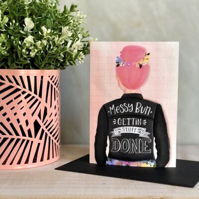 Messy Bun Greeting Notecard