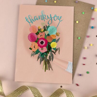 Thank you Bouquet flittered card