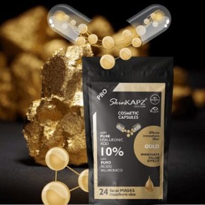 SkinKAPZ Anti-Aging-Maske Gold und Hyaluronsäure 24 Stück