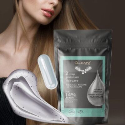 SkinKAPZ 2 paso en 1 protección del color del colágeno del cabello platino (peeling del cabello + mascarilla para el cabello)