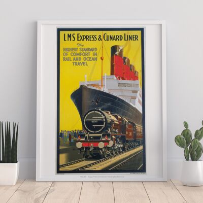Lms Express And Cunard Liner - 11X14” Premium Art Print