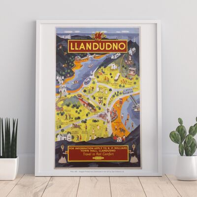 Llandudno - Pictorial Map - 11X14” Premium Art Print