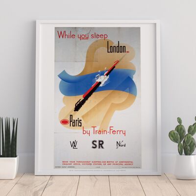 While You Sleep London To Paris - Train Ferry - Art Print