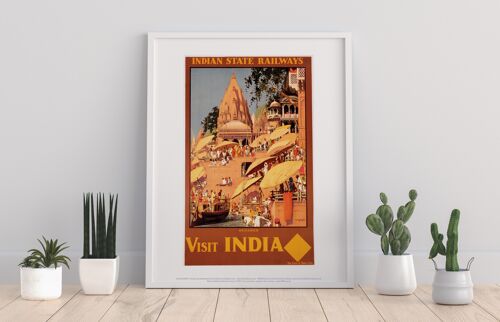 Visit India, Benares - Indian State Railways - Art Print