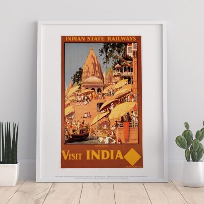 Visit India, Benares - Indian State Railways - Art Print