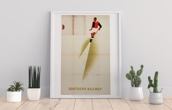 Southern Railway - Joueur de football rouge et noir Impression artistique