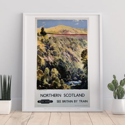 North Scotland - Hillside Train - 11X14” Premium Art Print