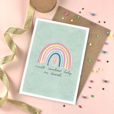 Sweet rainbow baby New baby and announcement card