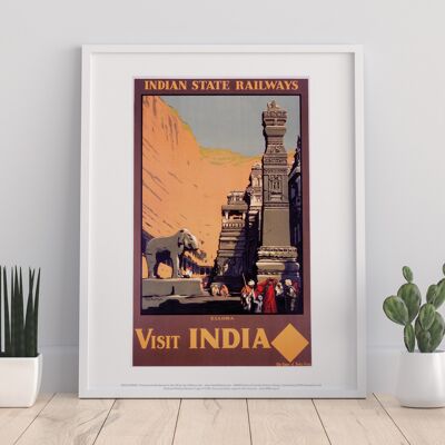 Ellora - Visit India Indian State Railways - Art Print