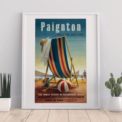 Paignton South Devon - Sedia a sdraio Stripe Beach - Stampa artistica
