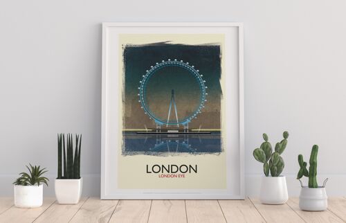 The London Eye- At Night - 11X14” Premium Art Print