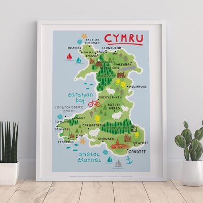 Map Of Wales Key Locations - 11X14” Premium Art Print