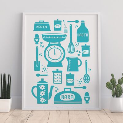 Welsh Food Words- Blue 2 - 11X14” Premium Art Print