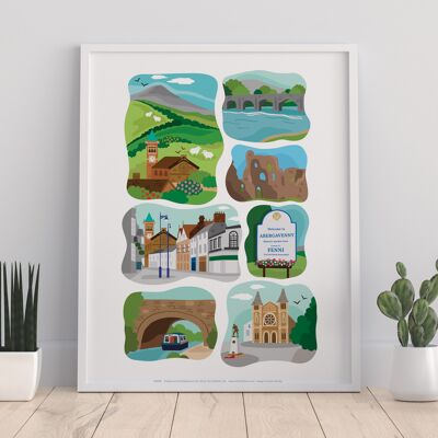 Welsh Poster- Abergavenny - 11X14” Premium Art Print