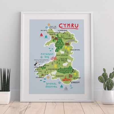 Map Of Wales Key Locations 3 - 11X14” Premium Art Print