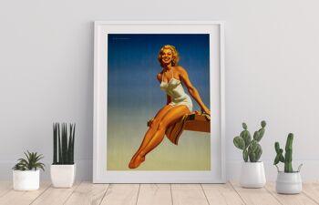 Dame souriante au bord de la piscine - 11X14" Premium Art Print