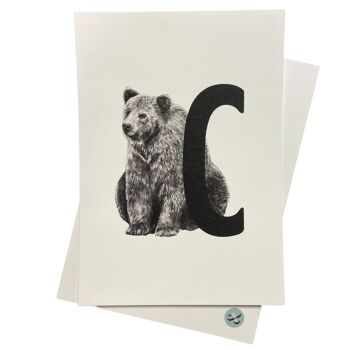 Carte-lettre C avec ours 1