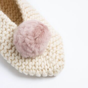 Kit de tricot pour débutants chaussons à pompons Mary Jane 4