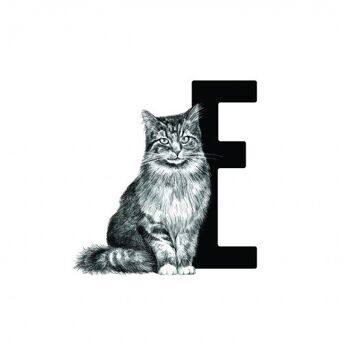 Carte-lettre E avec chat des forêts norvégiennes 2