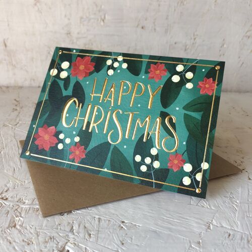 Mistletoe gold foil Christmas card