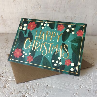 Mistletoe gold foil Christmas card