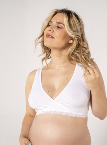 Buy wholesale Criss-cross nursing bra with lace - White