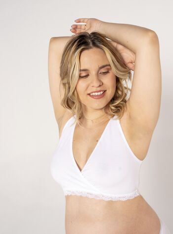 Buy wholesale Criss-cross nursing bra with lace - White