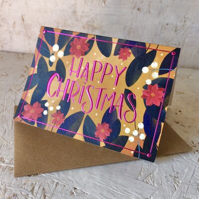 Twinkle pink foils Christmas card