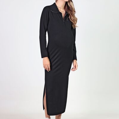 Zippered tricot nursing dress - Black