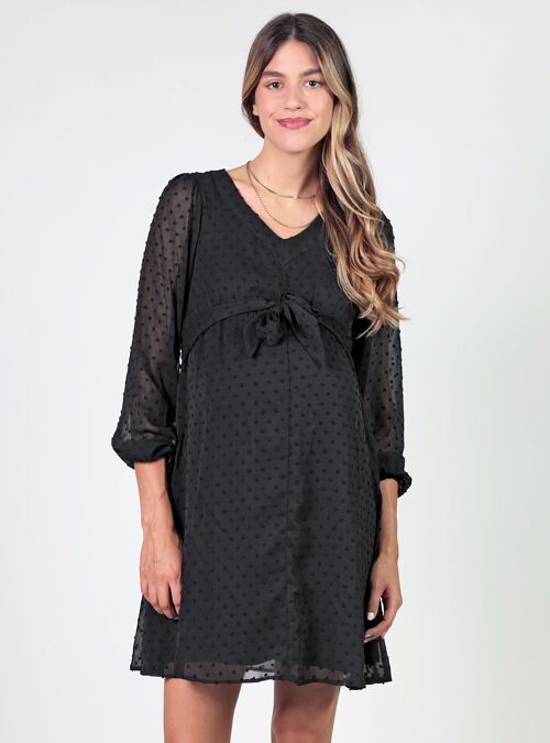 Vestido lactancia plumetti lazo - Negro