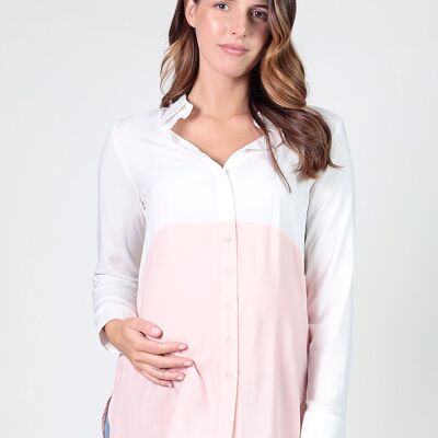 Color Block Maternity Shirt - Pink/White